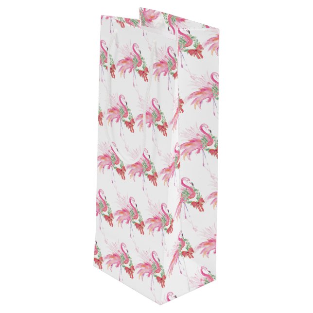 Sacola Para Vinho Flamingo Christmas Wine Gift Bag (Verso inclinado)