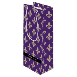 Sacola Para Vinho Fleur de Lis, Beige on Purple, Royal, Your Name