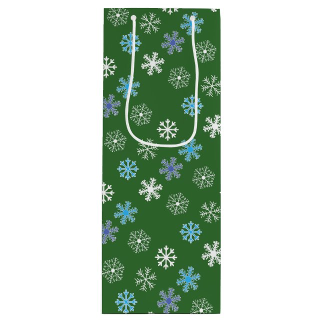 Sacola Para Vinho Floco de neve verde (Frente)