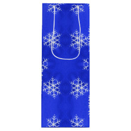Sacola Para Vinho Flocos de neve brancos Brilhantes Fundo Azul Brilh