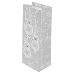 Sacola Para Vinho Flocos de Neve Enfeite Branco Natal Feriado