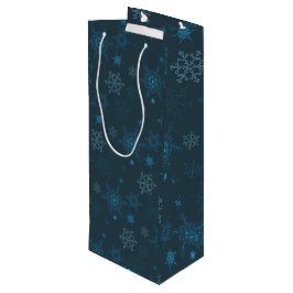Sacola Para Vinho Flocos de neve padrão sem costura azul de inverno