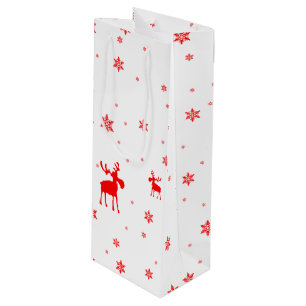 Sacola Para Vinho Flocos de neve simples e modernos de alce