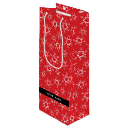 Sacola Para Vinho Flocos de neve vermelhos e brancos, seu nome, pers