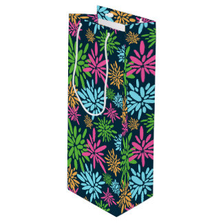 Sacola Para Vinho Flores Coloridas de Fogos de Artifício abstrato