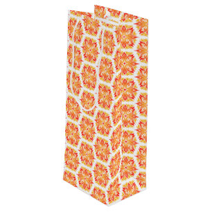 Sacola Para Vinho Flores Laranja, Padrão De Flores, Padrão Floral