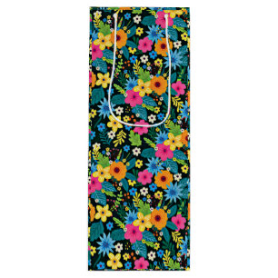 Sacola Para Vinho Flores Vibrantes Ditsy Padrão Floral-43785