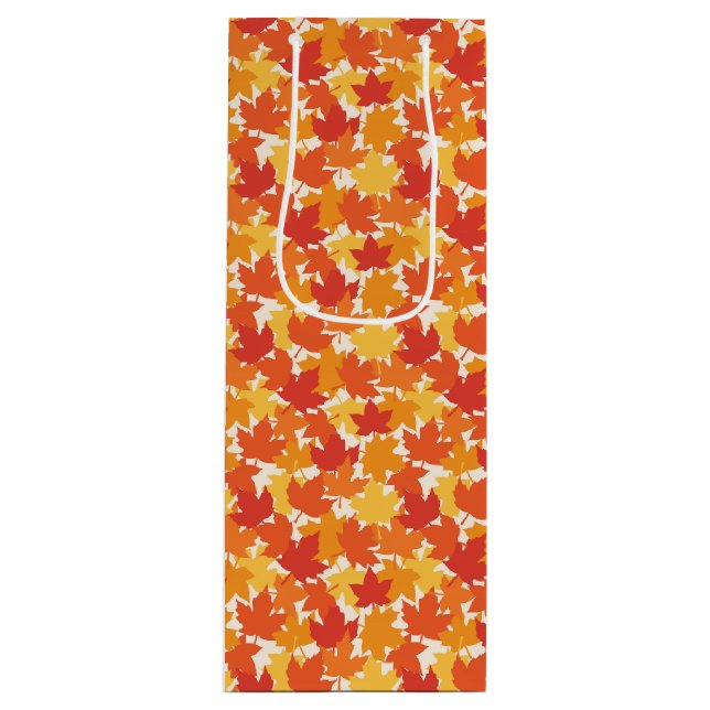 Sacola Para Vinho Folhas de outono caem em cores (Frente)
