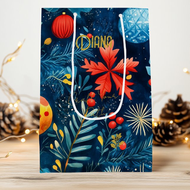 Sacola Para Vinho Folhas Festivas Personalizadas e Bolhas de Present (Criador carregado)