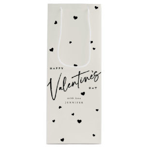 Sacola Para Vinho Fonte de Script Elegante + Dia de os namorados de