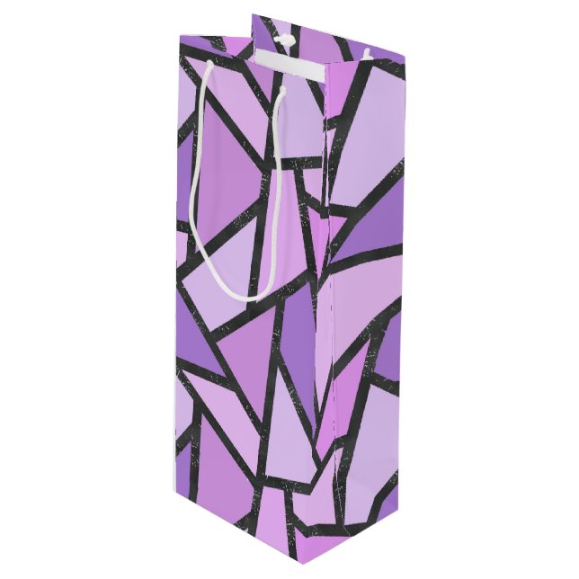 Sacola Para Vinho Formas de vidro lilás manchado (Frente inclinada)