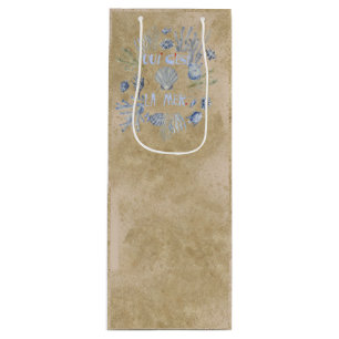 Sacola Para Vinho Francês La Mer Conchas de Coral Presente de Líquid