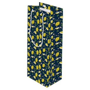 Sacola Para Vinho Fruta de limão amarelo azul brilhante Verão