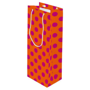 Sacola Para Vinho Fuchsia bolinhas em laranja