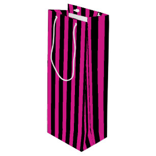 Sacola Para Vinho Fuchsia e listras de doces pretas