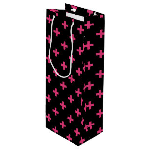 Sacola Para Vinho Fuchsia polka cruza a preto