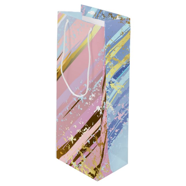 Sacola Para Vinho Fundo Rosa Texturizado (Frente inclinada)