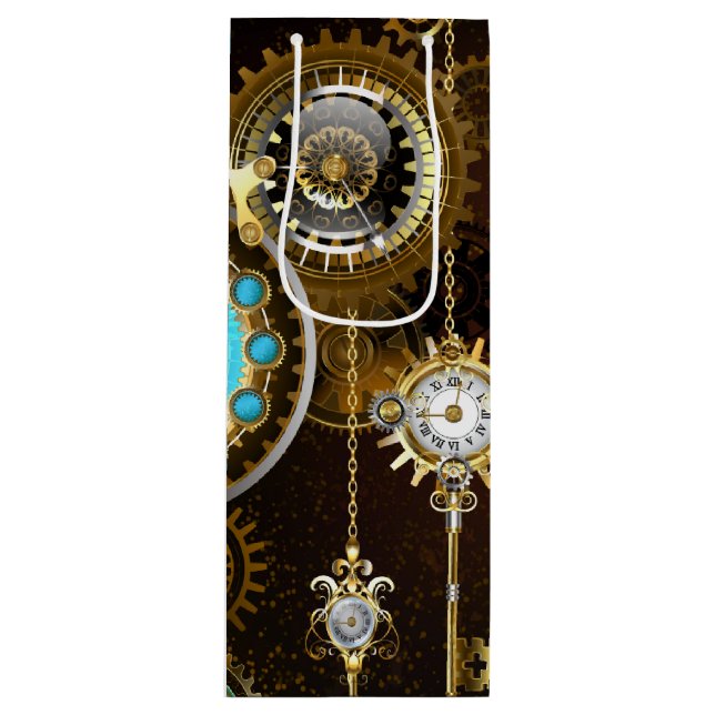 Sacola Para Vinho Fundo Rusty Steampunk com Lentes Turquesa (Frente)