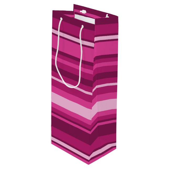 Sacola Para Vinho Fuschia stripes (Frente inclinada)