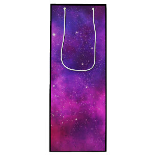 Sacola Para Vinho Galáxia Cinza e Roxo de Espaços e Estrelas