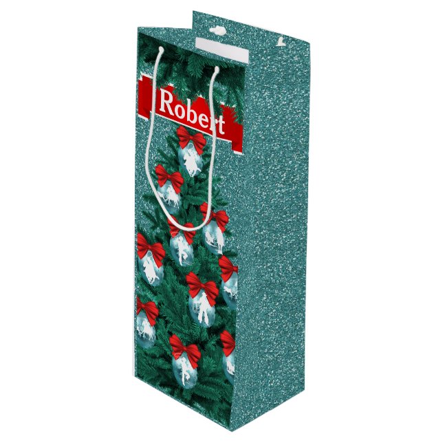 Sacola Para Vinho Garotas-Vacas Fazendo Passos De Feriado Azul (Frente inclinada)