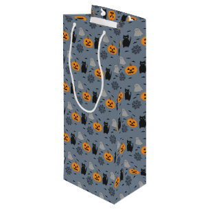 Sacola Para Vinho Gato Fantasma Abóbora Teia de Halloween Divertida