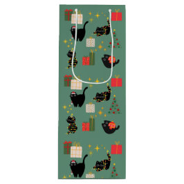 Sacola Para Vinho Gatos de Natal Engraçados