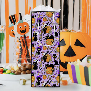 Sacola Para Vinho Gatos pretos fofos de Halloween Abóboras Doces Rox