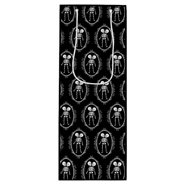 Sacola Para Vinho Gêmeos siameses Skeleton Gift Bag (Frente)