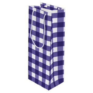 Sacola Para Vinho Gingham azul marinho