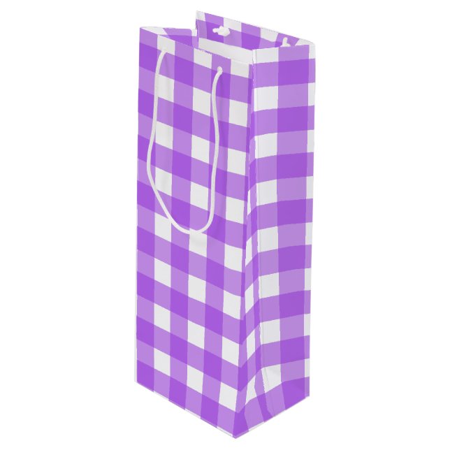 Sacola Para Vinho Gingham roxo brilhante (Frente inclinada)