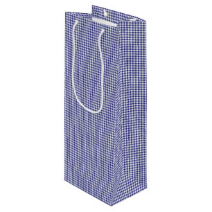 Sacola Para Vinho Gingham-WINE BAG-GIFT-WINE Azul-Branco
