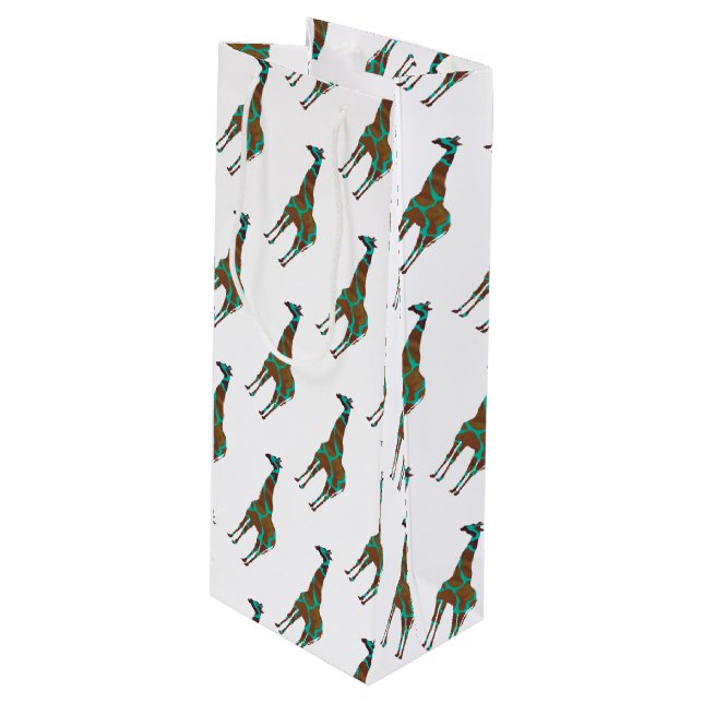 Sacola Para Vinho Giraffe Brown e Teal Silhouette (Frente inclinada)