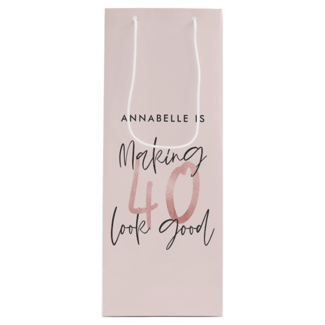 Sacola Para Vinho Glitter rosa feminino moderno e elegante aniversár (Frente)