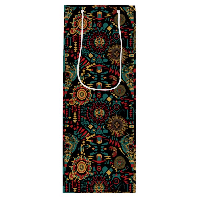 Sacola Para Vinho Glo "Padrões Inspirados no Patrimônio" Ciano Ecoló (Frente)