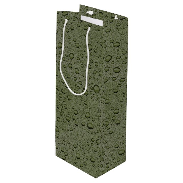 Sacola Para Vinho Gotas de água verde-oliva (Frente inclinada)