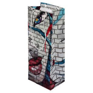 Sacola Para Vinho Grafite de Menina Asiática