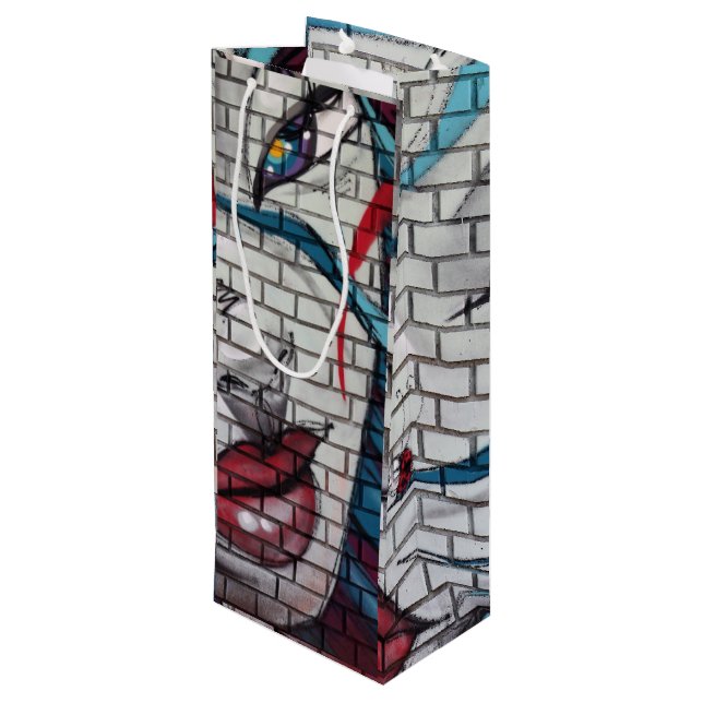 Sacola Para Vinho Grafite de Menina Asiática (Verso inclinado)