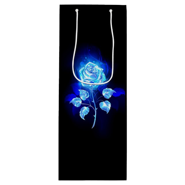 Sacola Para Vinho Gravação de Rosa Azul (Frente)