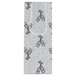 Sacola Para Vinho Greek Key Celebration Toast - Silver & White