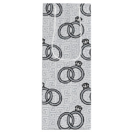 Sacola Para Vinho Greek Key Engagenent Wedding - Silver & White