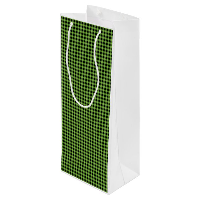 Sacola Para Vinho Green Gingham Check Classic Christmas Black Lab (Verso inclinado)