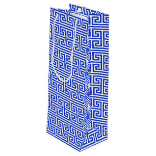 Sacola Para Vinho Grego Meander Key Square H Patterno Blue