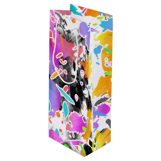 SACOLA PARA VINHO GRUNGE PUNK SPLATTER ARTE (Frente inclinada)