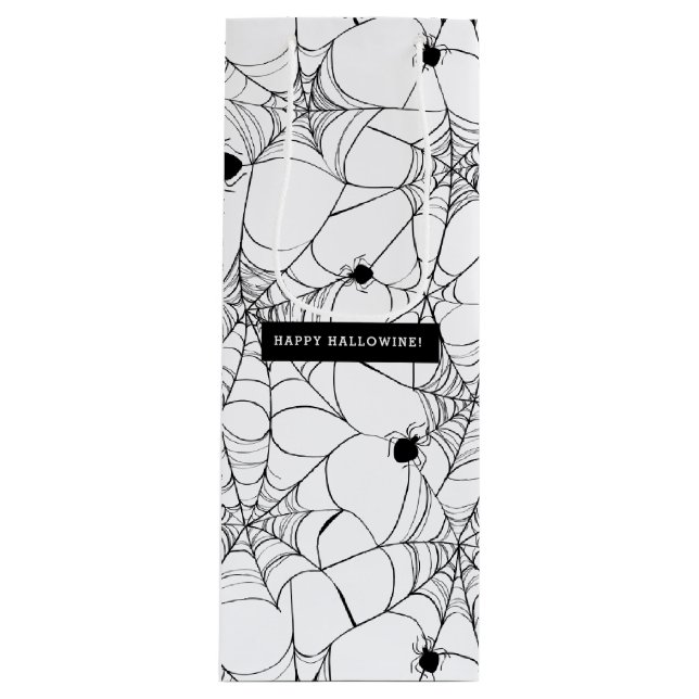 Sacola Para Vinho Halloween do Black Spider Web Halloween (Frente)