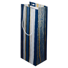 Sacola Para Vinho Hanukkah Blues Stripes Azul Branco Dourado