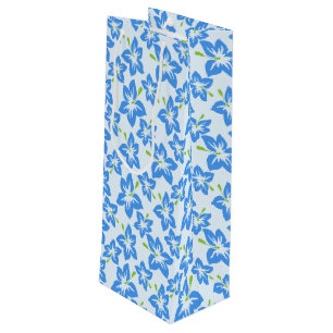 Sacola Para Vinho Hibisco Azul, Flores Azuis, Padrão De Flores