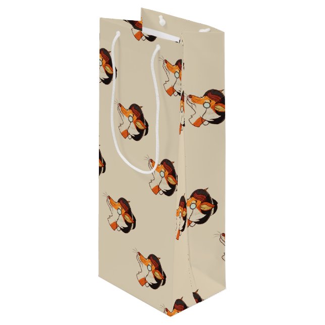 Sacola Para Vinho Hipster Fox (Frente inclinada)