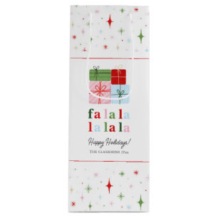 Sacola Para Vinho Holly Feliz Holiday Fa La La