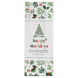 Sacola Para Vinho Holly Feliz Holidays Bright se divertiu